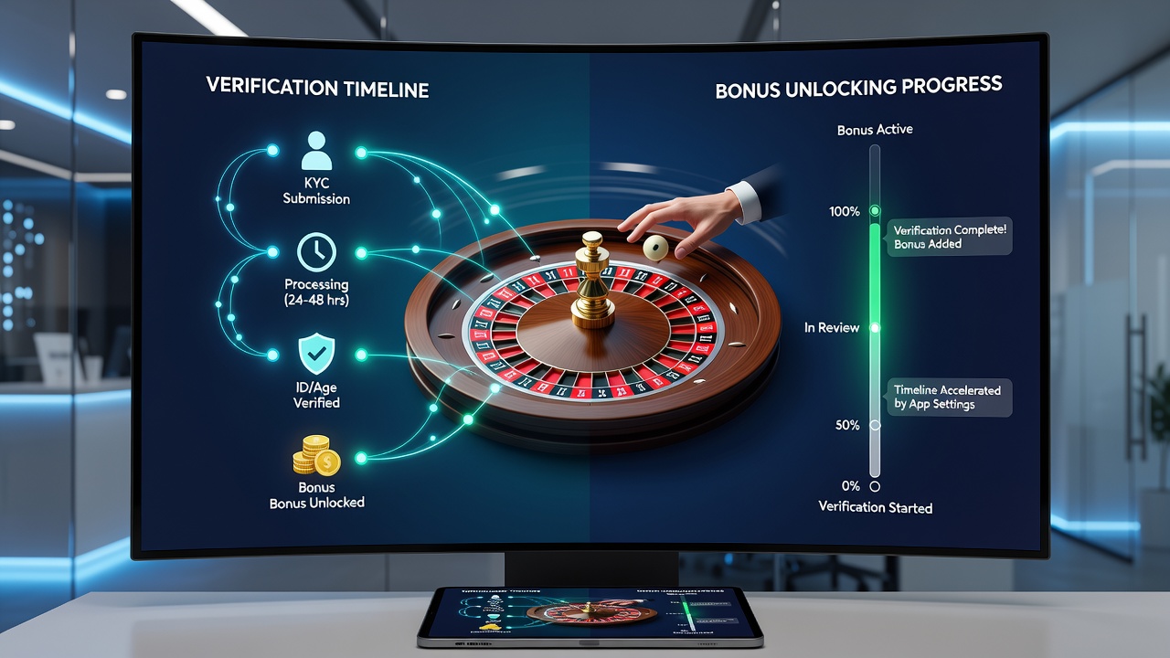Detailansicht einer Roulette-App während der Bonusfreischaltung nach Verifizierung