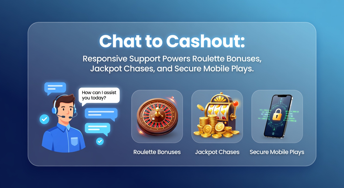 Ein Spieler jagt per Mobile-App einen Roulette-Jackpot, während ein Chat-Bubble Auszahlungsdetails und Support-Hilfe anzeigt, mit sicherem Schloss-Symbol im Vordergrund