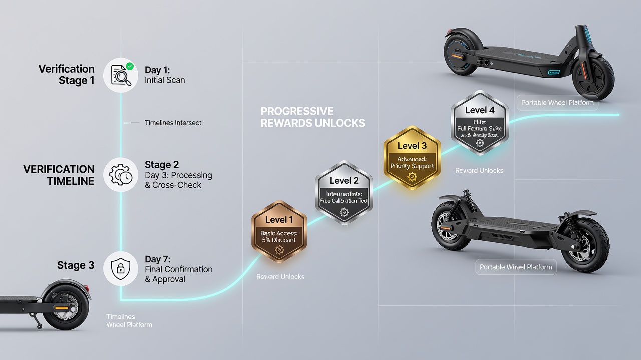 Mobile Wheel-Plattform mit Verifizierungsprozess und Belohnungsfortschritt